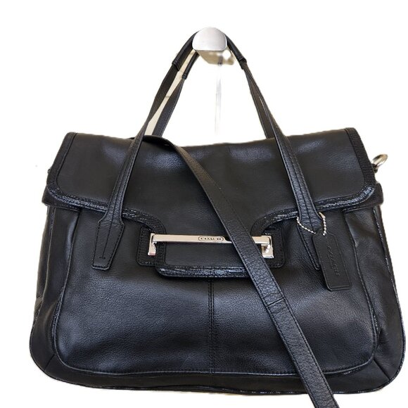 Euc Coach Taylor Black Saffiano Leather Shoulder Bag Purse - Picture 2 of 13